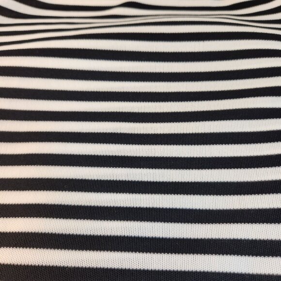 Black & White Striped Knit Fabric Yardage Stretchy Lightweight Polyester Blend - Picture 5 of 8